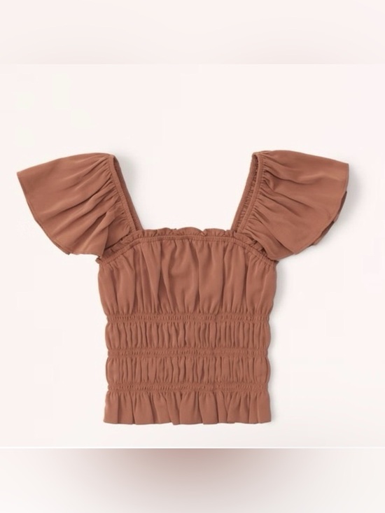 Abercrombie & Fitch Tops - Abercrombie & Fitch Chocolate Brown Smocked Flutter Sleeve Milkmaid Top Y2K Boho